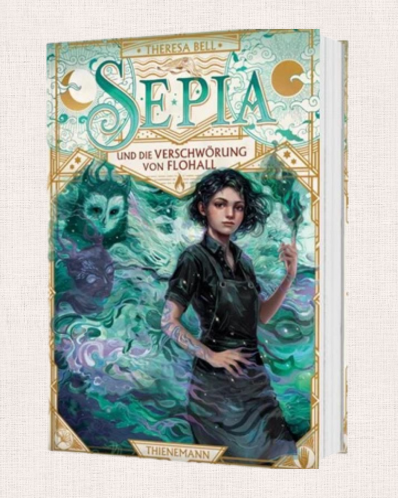 Buchcover „Sepia und die Verschwörung von Flohall“ – Fantasy-Kinderbuch Band 2 mit Magie und Abenteuer.
