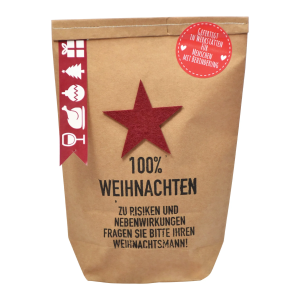 100% Weihnachten Wundertüte mit rotem Filzstern